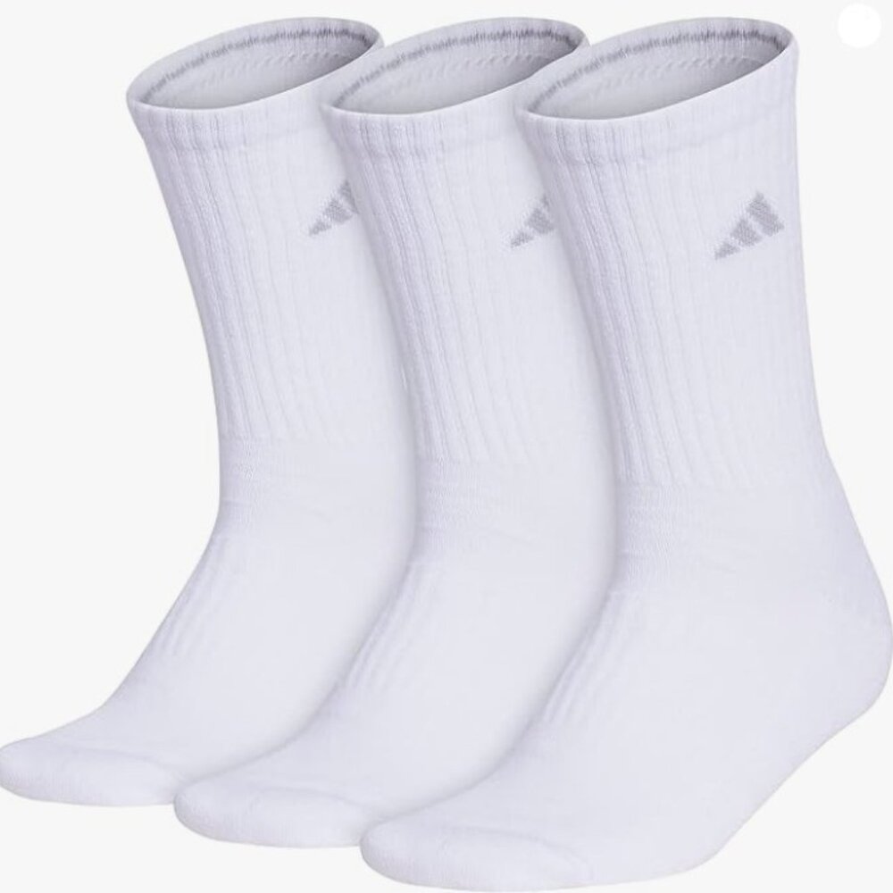 Adidas Crew Socks Women's Cushioned Athletic Arch Compression White Extended Sz